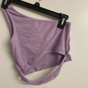 Lavender One-Shoulder Ribbed Top